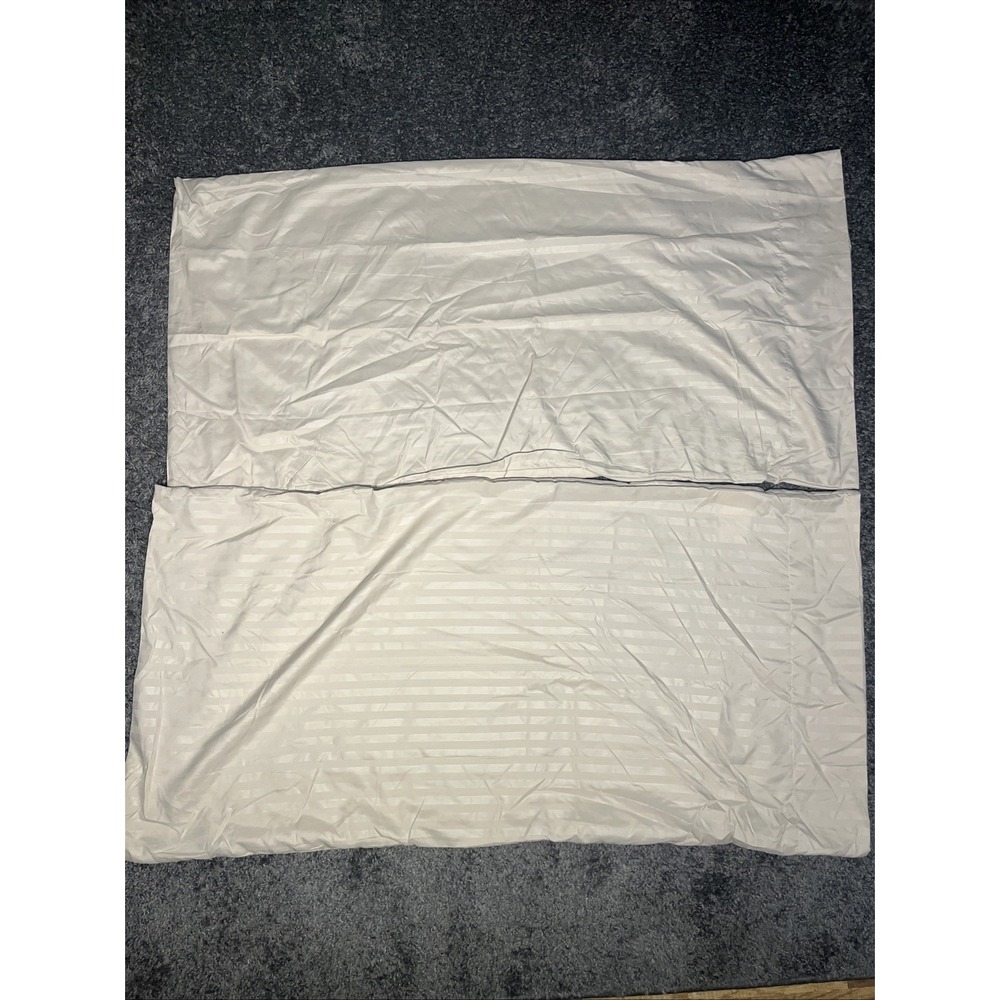 Set of‎ Two Tan Stripe Mellanni King Pillowcases 20x40